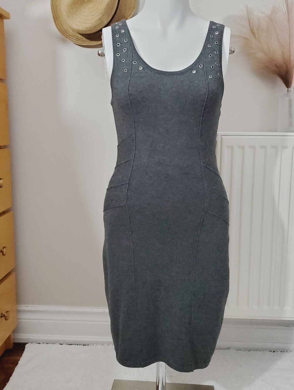 Vintage Y2K Knit Cami H&M Zip Up Dress with Silver Studs
